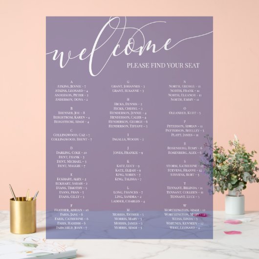 Carte de siège en bleu blanc Script (Mariage)