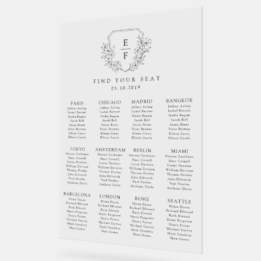 Carte de siège en fleur de cerisier à main simple (Angle)