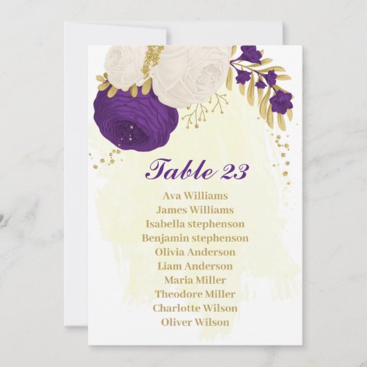 carte de siège en or de fleurs blanches royales (Devant)