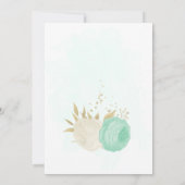 carte de siège en or vert menthe et fleurs blanche (Dos)