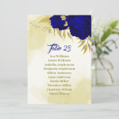 Carte de siège feuille Royal bleu fleurs or (Debout devant)