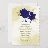 Carte de siège feuille Royal bleu fleurs or (Devant)