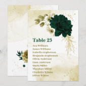 carte de siège fleurie en ivoire vert émeraude (Devant / Derrière)