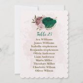 carte de siège fleurs rose vert émeraude (Devant)