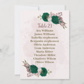 carte de siège fleurs rose vert émeraude (Devant)