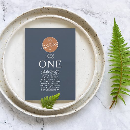 Carte de siège Mariage bleu de la Marine