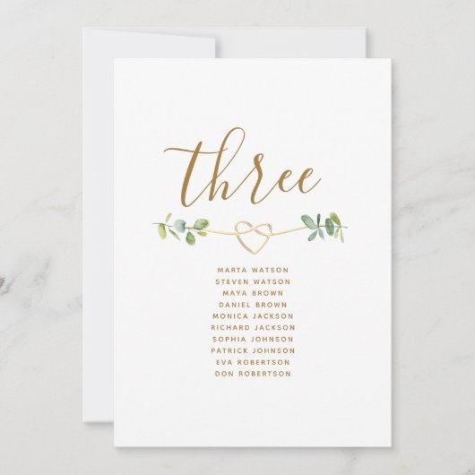 Carte de siège Mariage Boho Eucalyptus (Devant)