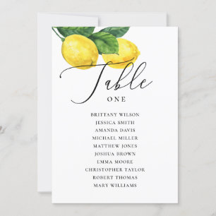 Carte de siège Mariage citron Citrus de la côte
