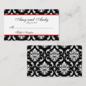Carte de siège Mariage damassé rouge, noir (Devant / Derrière)