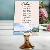 Carte de siège Mariage d'aquarelle de plage d'été