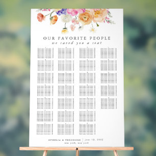 Carte de siège Mariage d'aquarelle florale brillan