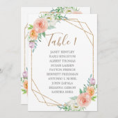 Carte de siège Mariage de fleurs d'aquarelle géomé (Devant / Derrière)