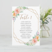 Carte de siège Mariage de fleurs d'aquarelle géomé (Debout devant)