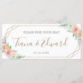 Carte de siège Mariage de fleurs d'aquarelle géomé (Dos)