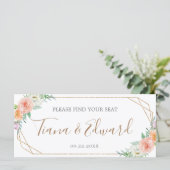 Carte de siège Mariage de fleurs d'aquarelle géomé (Debout devant)