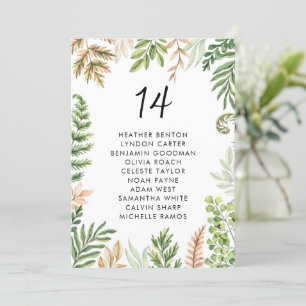 Carte de siège Mariage de Foliage Wild Watercolor