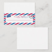 Carte de siège Mariage de l'Airmail rouge et bleu (Devant / Derrière)