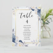 Carte de siège Mariage Dusty Blue et Gold Floral (Debout devant)