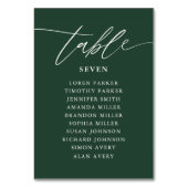 Carte de siège Mariage Emerald Green Calligraphy (Dos)