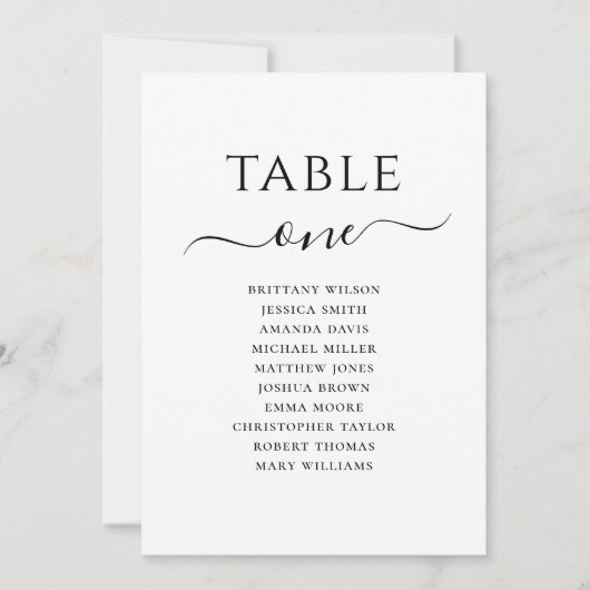 Carte de siège mariage en noir et blanc (Devant)