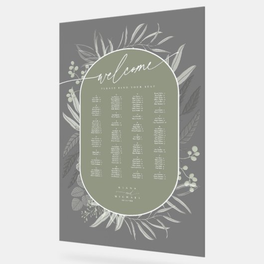 Carte de siège Mariage Eucalyptus Grn ID901 (Angle)