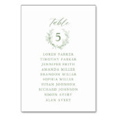 Carte de siège Mariage floral de Toile verte Sage (Dos)