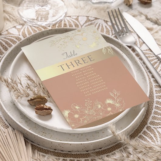 Carte de siège Mariage Floral en terre cuite