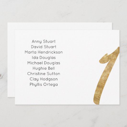 Carte de siège Mariage Gold table 1 (Devant / Derrière)