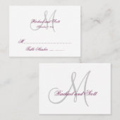 Carte de siège Mariage Monogramme blanc Vin simple (Devant / Derrière)