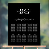 Carte de siège Mariage Monogramme noir et blanc (Neutre)