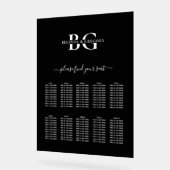 Carte de siège Mariage Monogramme noir et blanc (Angle)