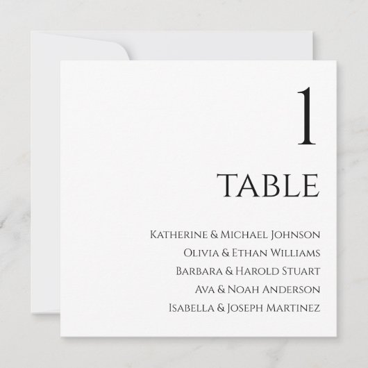 Carte de siège mariage - noir et blanc (Devant)