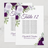 Carte de siège Mariage Rose Boho violet Grande car (Devant / Derrière)