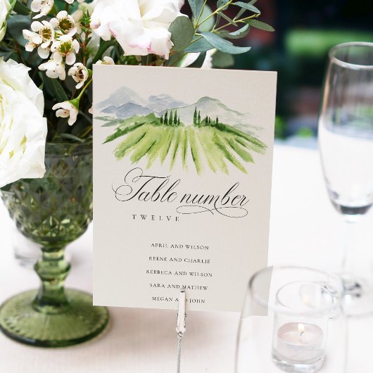 Carte de siège Mariage Rustic Green Winery Vignobl