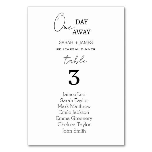 Carte de siège Mariage simple à un jour (Par défaut)