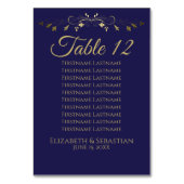 Carte de siège Mariage simple Elgant Gold & Navy (Dos)