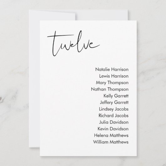 Carte de siège Mariage STELLA - TABLEAU 12 (Devant)