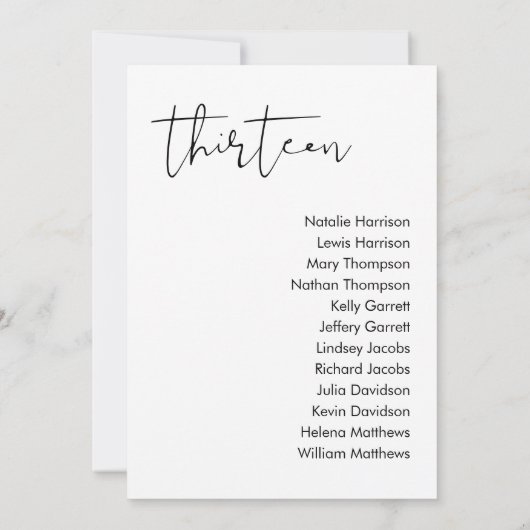 Carte de siège Mariage STELLA - TABLEAU 13 (Dos)