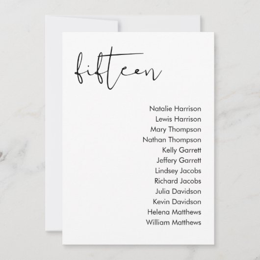 Carte de siège Mariage STELLA - TABLEAU 15 (Devant)