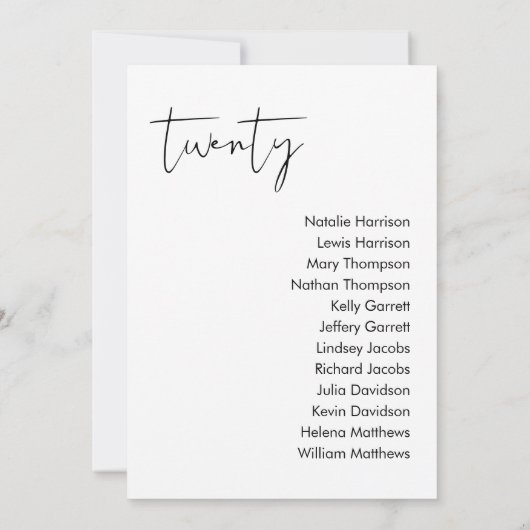 Carte de siège Mariage STELLA - TABLEAU 20 (Dos)