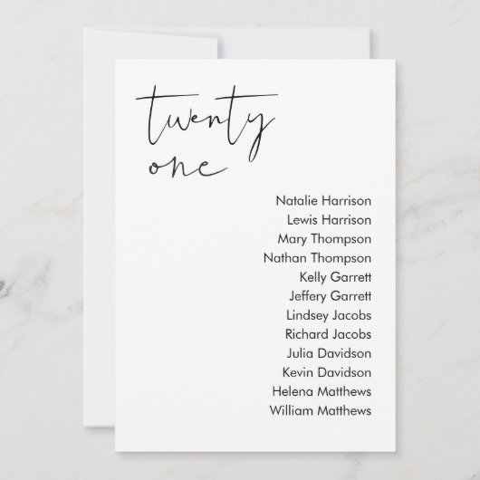 Carte de siège Mariage STELLA - TABLEAU 21 (Dos)