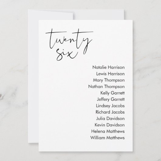 Carte de siège Mariage STELLA - TABLEAU 26 (Dos)