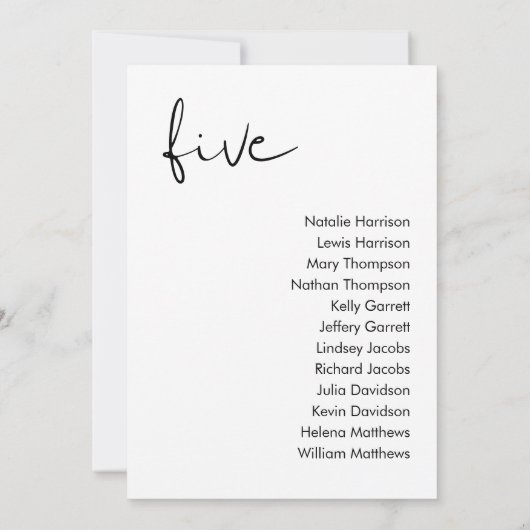 Carte de siège Mariage STELLA - TABLEAU 5 (Dos)