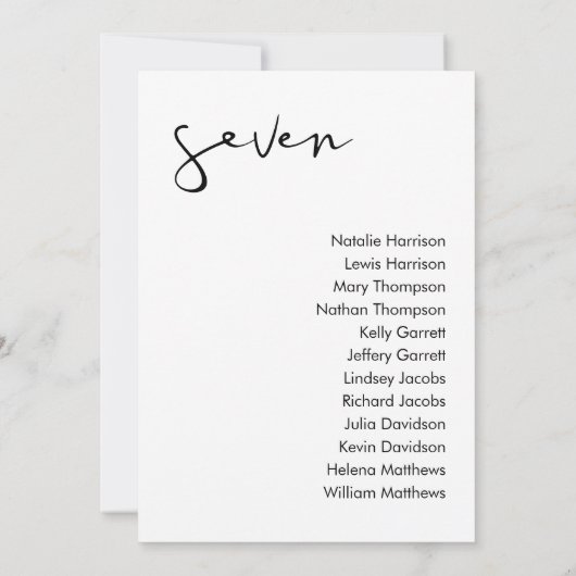 Carte de siège Mariage STELLA - TABLEAU 7 (Dos)