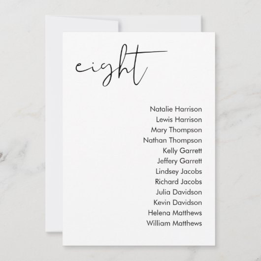 Carte de siège Mariage STELLA - TABLEAU 8 (Dos)