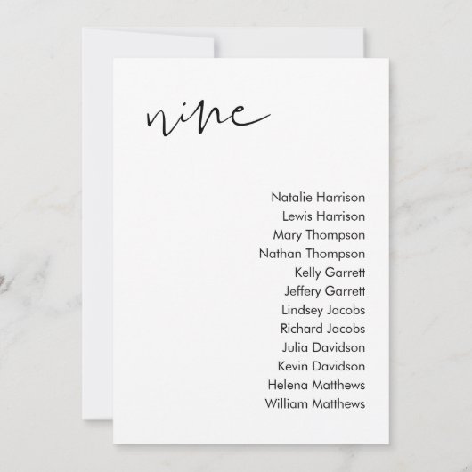 Carte de siège Mariage STELLA - TABLEAU 9 (Dos)