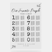 Carte de siège Mariage transparent en acrylique (Recto)