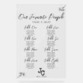 Carte de siège Mariage transparent en acrylique (Recto)