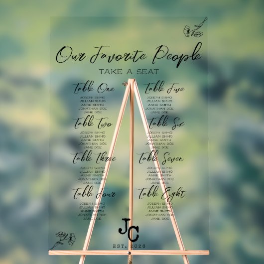 Carte de siège Mariage transparent en acrylique (Neutre)