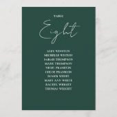 Carte de siège moderne Emerald Green Numéro du tab (Dos)